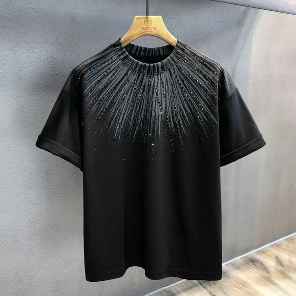 Men's Clothing Fashion Thin Short Sleeved T Shirt Versatile Trendy Personality Casual Loose Cotton Five Point Half Sleeves_viptrois.com