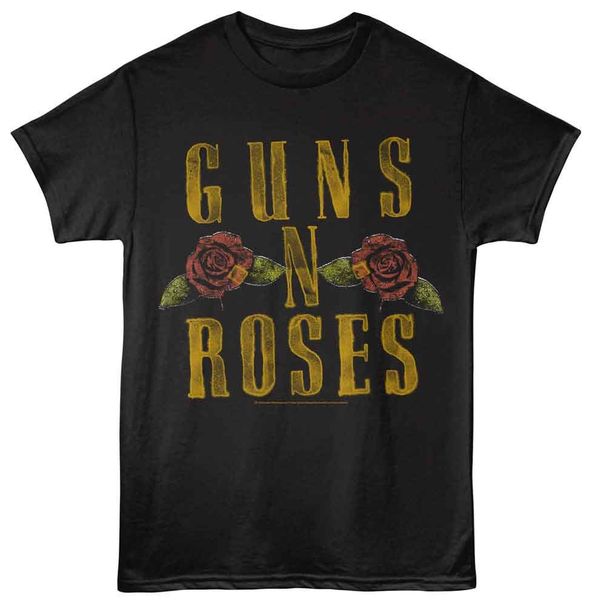 Guns N'Roses Logo And Roses Black Music Shirt_viptrois.com