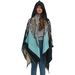 Unisex Peacock jacquard black and blue hooded cape cape_viptrois.com