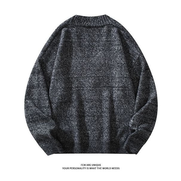 Loom Cross-Border Foreign Trade European American Autumn And Winter Versatile Loose V-Neck Cardigan Knitted Men's Sweater_viptrois.com