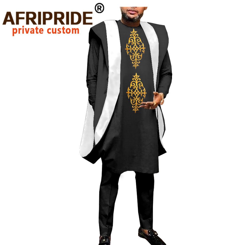 Men's clothing African Men's dress three-piece set coat + top + pants_viptrois.com