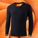 Men's Clothing Fleece Lined Thermal Underwear Thermal Underwear Long Sleeve T-Shirt Winter Fleece Lined Warm Base Layer Slim Fit Round Neck Top_viptrois.com