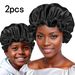 New Sleeping Cap Parent Child Set Double Layer Satin Lace Round Hat Chemotherapy Washing Cap SATINBONNET_viptrois.com