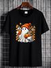 Cute Ghost Drinking Coffee Halloween Ghost Ice Coffee T-Shirt Breathable Designer Clothes Fashion Slightly Stylish Unisex Summer Stretched Soft Female Versatile Women Top Graphic Tees T-Shirt For Women Casual Print Round Neck Short Sleeve_viptrois.com