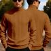 Men's Heavyweight Jacquard Sweater – High Collar Casual Knit Pullover For Winter Men's Clothing_viptrois.com