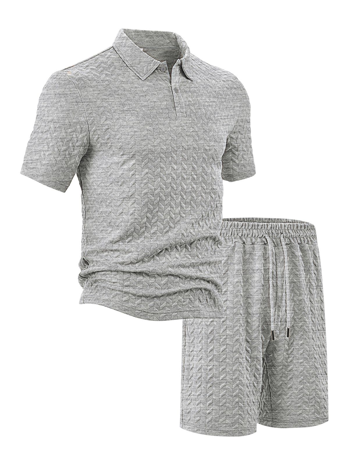 Men's Clothing Summer New Lapel Jacquard Fabric Thin Short Sleeved Men's Casual Sports Polo Shirt Suit_viptrois.com