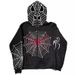 Gothic Spider Print Hoodie - Y2K Streetwear Pullover For Women, Oversized Zip-Up Sweatshirt, Soft Polyester Blend, Edgy Casual Fashion_viptrois.com