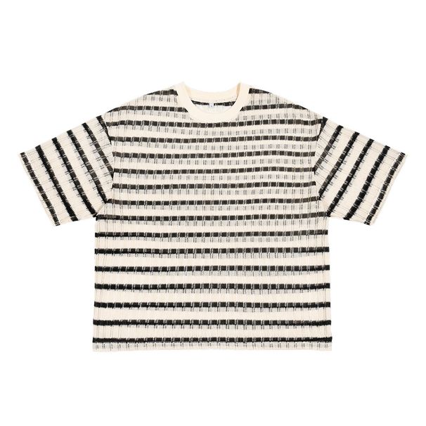 Men's Clothing Men's Mesh Short Sleeved High Quality Striped Round Neck Boxy Short Sleeved T Shirt Men_viptrois.com