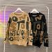 Pure American Letter Round Neck Couple Autumn Winter Soft Casual Warm Lazy Style Base Quality Knitted Sweater_viptrois.com