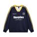 American Street Style Letter Print V-Neck Sweatshirt Loose Fit Men's Spring And Autumn Striped Patchwork Three-Stripe_viptrois.com