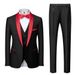 Men's Clothing Suit Three Piece Green Collar Groom Wedding Suit Men's Slim Wine Red Groomsman Suit Wedding Dress_viptrois.com