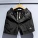 Men's Clothing Summer Outdoor Mountain Solid Color Shorts Men's Trendy Brand Quick Drying Loose Home Leisure Beach Sports Shorts_viptrois.com