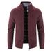 Men's Winter Stand Collar Knit Cardigan – Thick Casual Sweater (Black/Burgundy/Light Gray/Dark Gray/Blue Gray/Espresso/Off-White, M-4XL)_viptrois.com