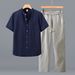 Men's Clothing Premium Tencel Linen Suit For Men Plus Size Loose Fit Casual Versatile Spring Summer Breathable Thin_viptrois.com