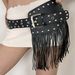 Punk Rock Fringe Waist Cincher - Adjustable Wide Belt With Chains & Studs For Edgy Layering_viptrois.com