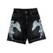 Retro Harajuku Loose Fit Printed Denim Shorts Casual Street Style Washed Capri Pants for Men Summer Fashion_viptrois.com