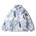 Men's Clothing Winter tie dye gradient rabbit fur stand up collar lamb plush cotton coat men's loose thickened couple plush cotton coat trendy_viptrois.com
