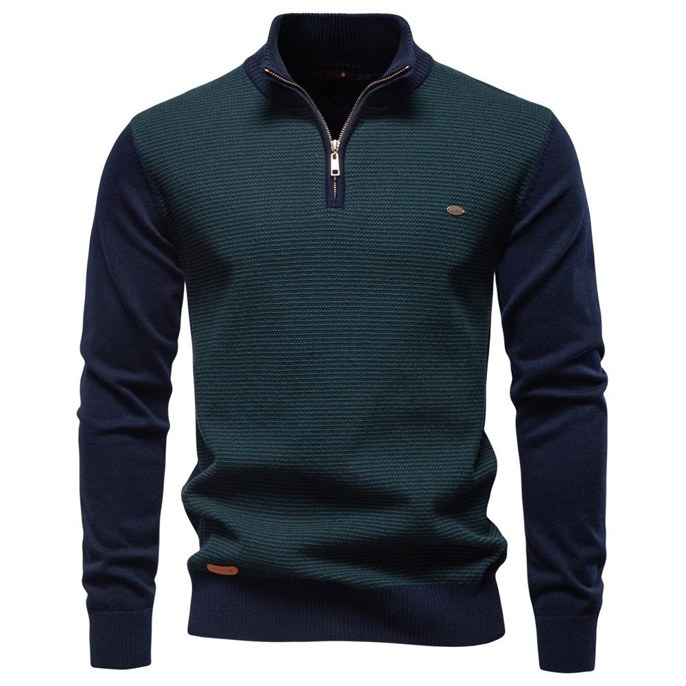 Pure 2025 Autumn Winter New Half-Zip's Stand Collar Cotton European Size High-Quality Business Casual Knitted Sweater For_viptrois.com