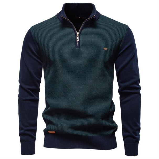 Pure 2025 Autumn Winter New Half-Zip's Stand Collar Cotton European Size High-Quality Business Casual Knitted Sweater For_viptrois.com