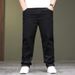 Winter Pure Black Jeans For Men, Thick And Warm Business Jeans For Men, Plus Fat And Plus Size, Plus Plush Jeans For Men_viptrois.com
