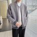 Autumn And Winter Fashion Casual Loose Sweater, Simple Striped Splicing Zipper Knit Cardigan_viptrois.com