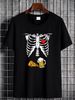 Skeleton Pregnancy Beer Pizza X-Ray Halloween Costume T-Shirt Designer Clothes Casual Breathable Graphic Stylish Streetwear Versatile Fashion_viptrois.com
