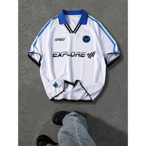 Men's Clothing Fashion Short Sleeved Sports Polo Shirt College Style Loose Polo Shirt Tops_viptrois.com