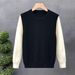 Color Blocked Long Sleeved Knitted Sweater Men's Pullover Business_viptrois.com