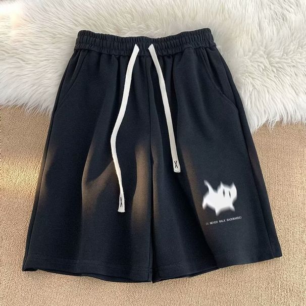 Men's Loose Fit Casual Shorts, High Street Style Polyester Athletic Shorts For Summer, Trendy Streetwear_viptrois.com