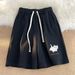 Men's Loose Fit Casual Shorts, High Street Style Polyester Athletic Shorts For Summer, Trendy Streetwear_viptrois.com