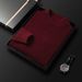 Men's Slim Fit High Neck Sweater - Warm Knit Pullover For Autumn & Winter, Solid Color Casual Wear_viptrois.com