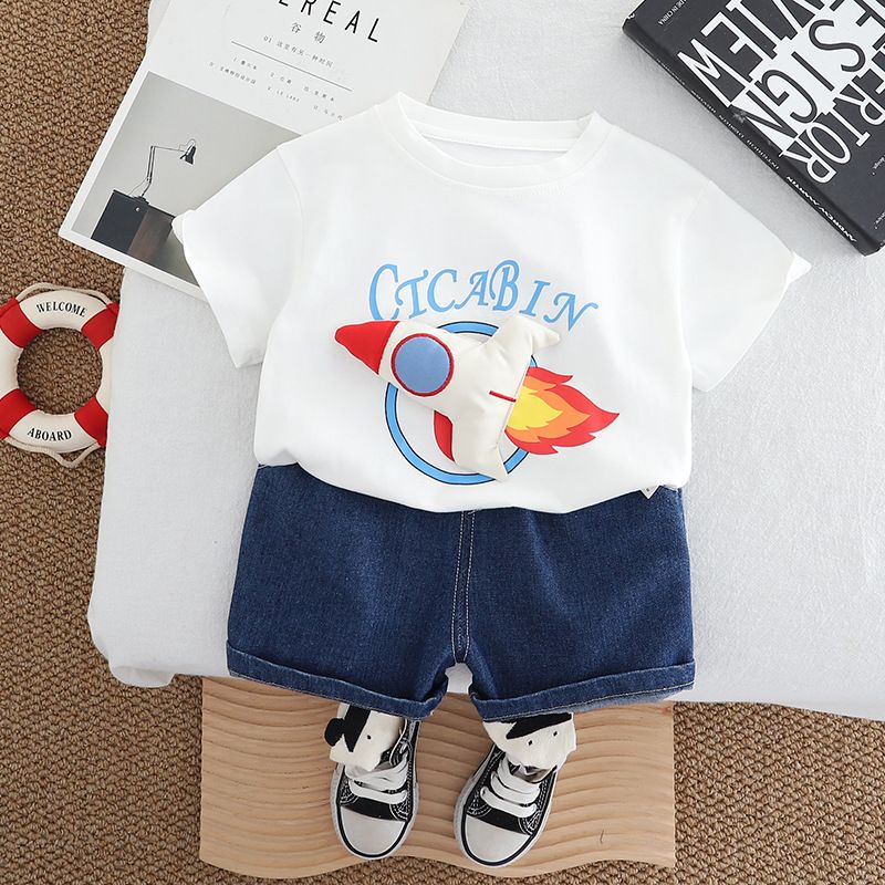 Boys' Dress 2025 New Handsome Children's Summer 1-5 Year Old Baby Short Sleeve Stylish Two Piece Set Trendy Clothes_viptrois.com