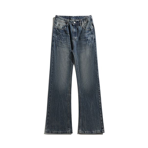 Vintage Denim Men High Street Punk Washed Loose Casual Straight Pants Trendy Basic Style_viptrois.com
