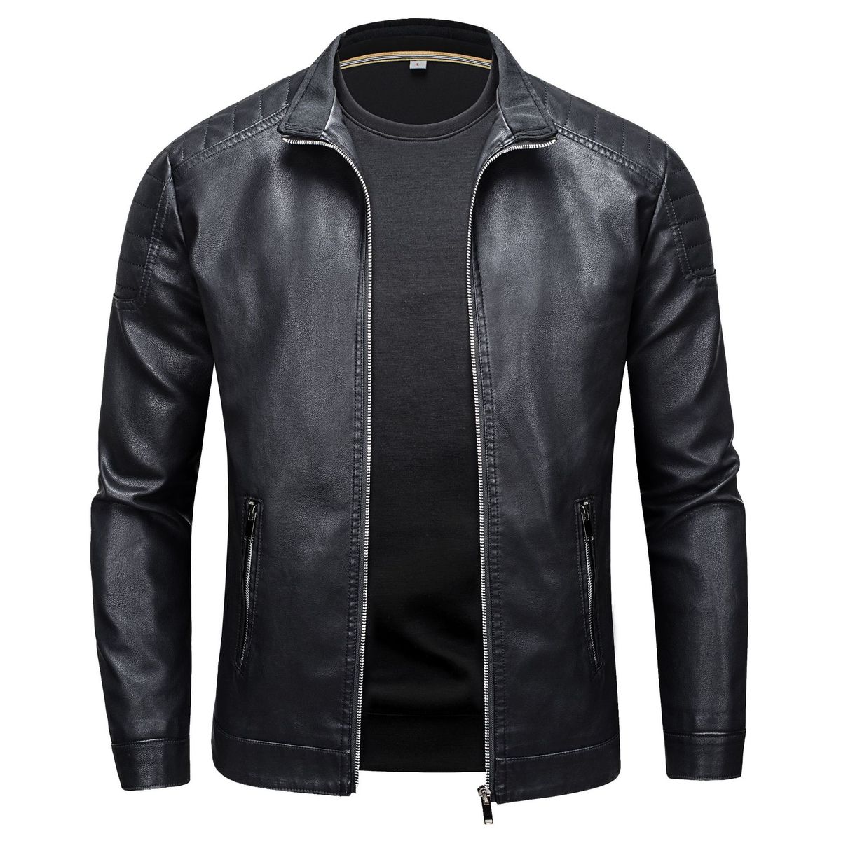 Men's Casual Slim Fit Motorcycle PU Leather Jacket, Men's Korean Version_viptrois.com