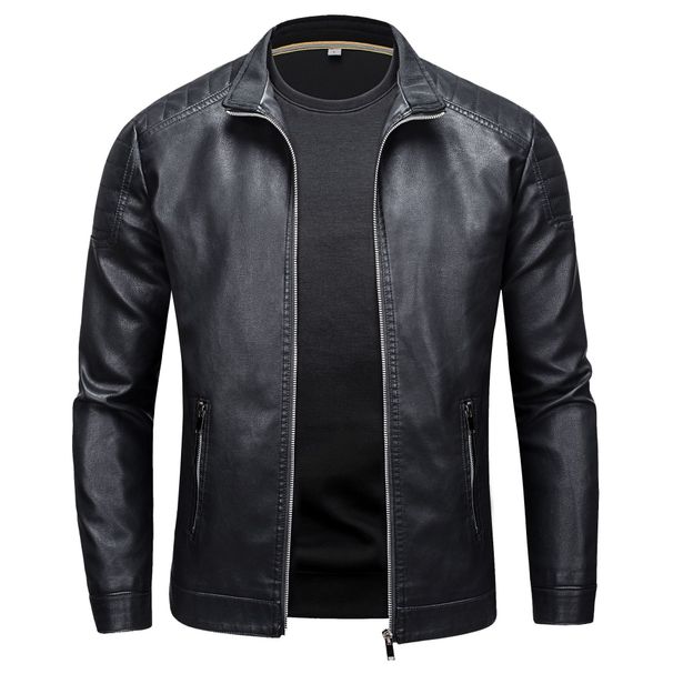 Men's Casual Slim Fit Motorcycle PU Leather Jacket, Men's Korean Version_viptrois.com