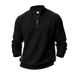 Men's Jacquard Checkered Half-Zip Sweatshirt – Stand Collar Pullover (Black/Grey/Khaki, Sizes S-XXXL)_viptrois.com