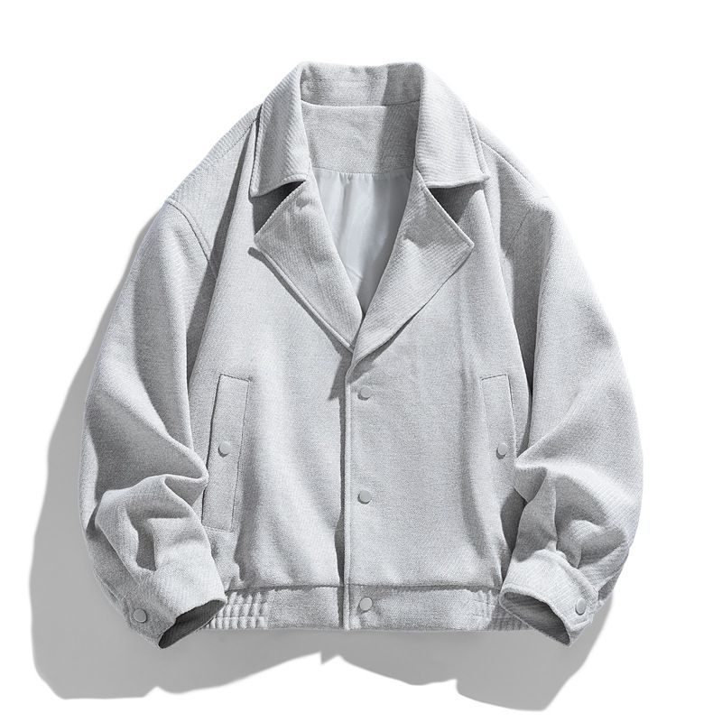 Men's Clothing Men's Wear | Suit Collar Jacket, Men's Twill Fabric, Loose Fit, Trendy Brand, Casual Autumn/Winter Outerwear For Couples_viptrois.com