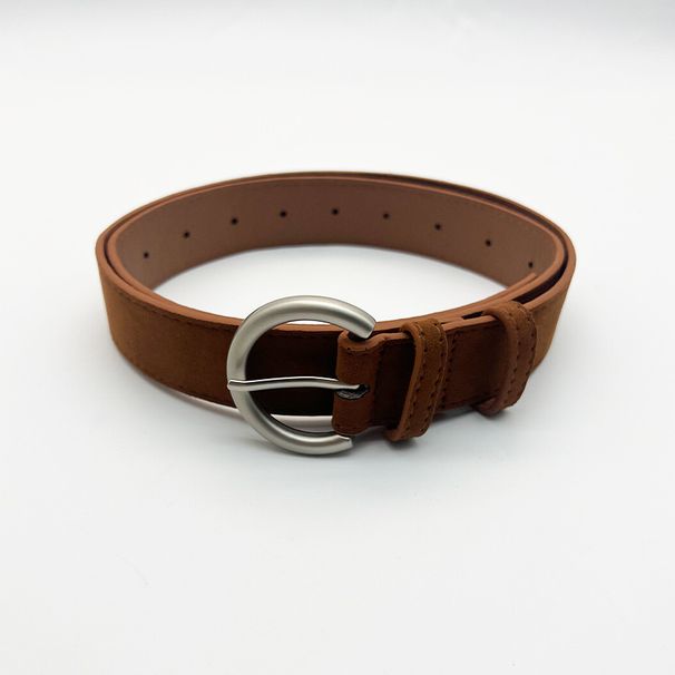 Autumn Winter Trendy Light Style Suede For Women Simple Fashion Silver Buckle Belt To Match Coat And Skirt_viptrois.com