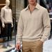 Men's Textured Zip-Up Polo Sweatshirt – Heavyweight Casual & Commute-Friendly Pullover With Stand Collar_viptrois.com