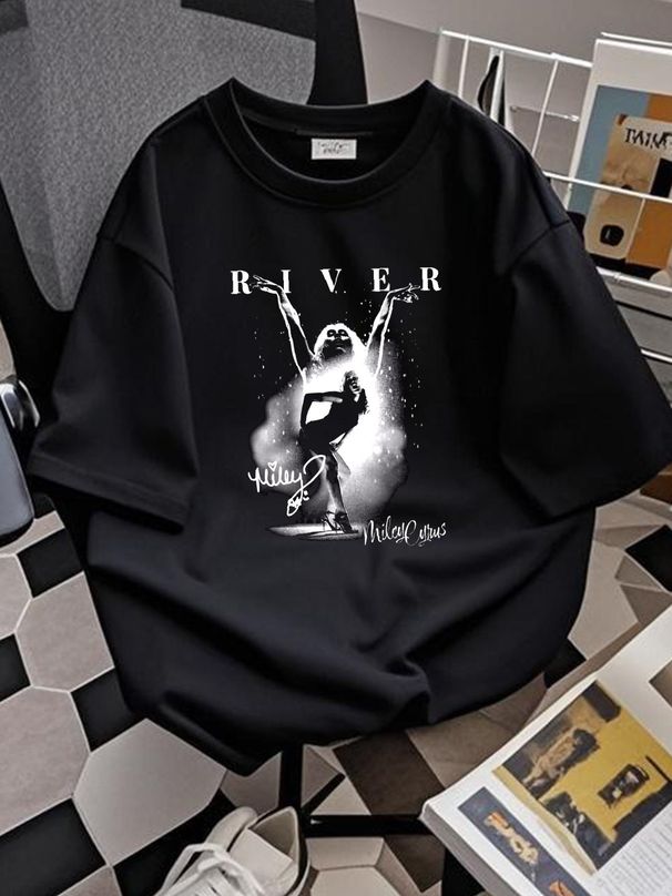 Hot Miley Cyrus River Singer Shirt Cotton Black S-3XL T-Shirt Streetwear Slightly Graphic Designer Clothes Comfortable Stylish Versatile_viptrois.com