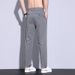 Men's Casual Summer Ice Silk Breathable Thin New Loose Comfortable Sports Straight Long Pants_viptrois.com