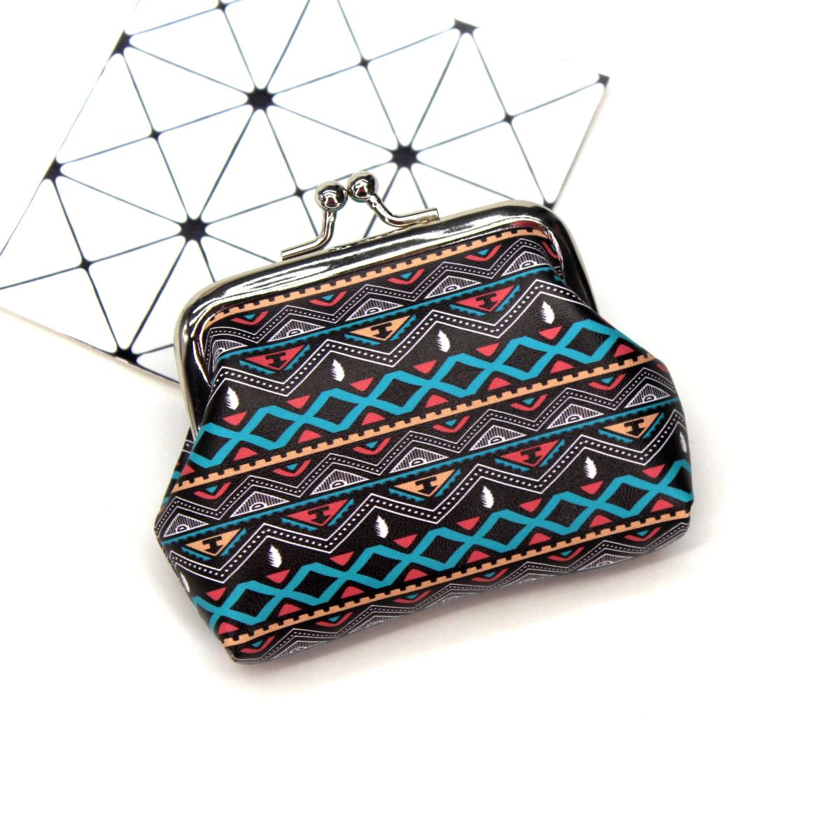 Retro Ethnic Style Printing Creative Women's Change Bag Student Buckle Coin Mouth Gold Bag Little Girl Holding Wallet_viptrois.com