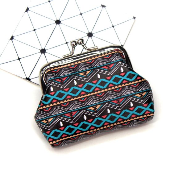 Retro Ethnic Style Printing Creative Women's Change Bag Student Buckle Coin Mouth Gold Bag Little Girl Holding Wallet_viptrois.com