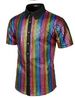 Summer 2023 Clothing, Formal Sequin Buttoned Shirts, Performance Party Short Sleeved Men's And Women's Dance Clothes,_viptrois.com