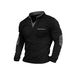 Pure Size Cross-Border European And American Style Autumn Stand Collar Long Sleeve Sweatshirt Men's Patchwork Polo Shirt Top_viptrois.com
