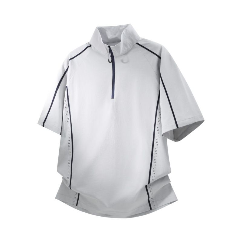 Men's Contrast Stitch Sportswear Set Lightweight Half-Zip T-Shirt And Jogger Pants Two-Piece Outfit Lightweight Polyester_viptrois.com