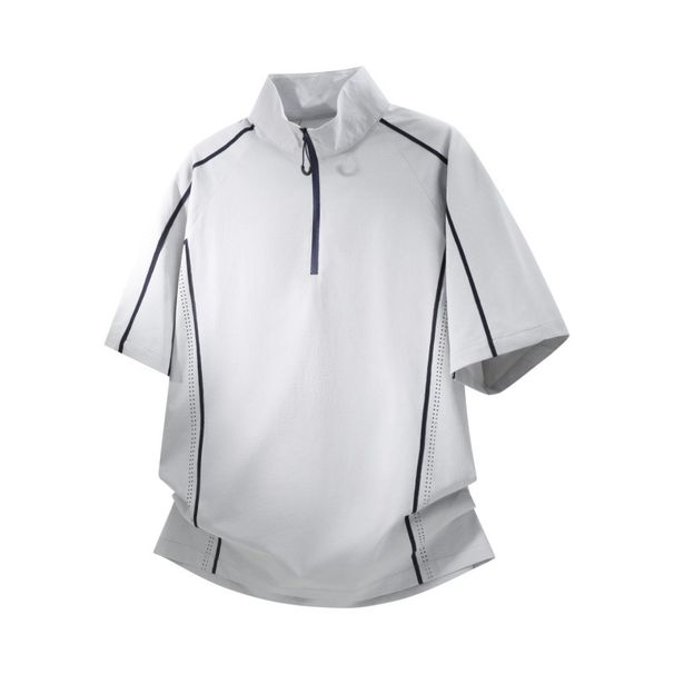 Men's Contrast Stitch Sportswear Set Lightweight Half-Zip T-Shirt And Jogger Pants Two-Piece Outfit Lightweight Polyester_viptrois.com