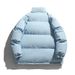 Solid Color Puffer Autumn Winter Couple Stand Collar Men Women Thickened Coat Cotton Padded Jacket_viptrois.com