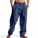 Men's Clothing Loose Linen Casual Simple Trend Wide Leg Beach Sports Trousers Men_viptrois.com
