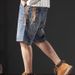 American Style Denim Shorts For Men In Summer, Ripped Brand Shorts, Casual Mid Length Trendy Cool Cropped Pants, And_viptrois.com